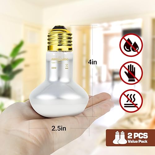 Vista 22 de REPTI ZOO Bombilla de calor para reptiles de 150 W, paquete de 2 luces de neodimio, lámpara de calefacción de luz solar UVA para anfibios y pollos