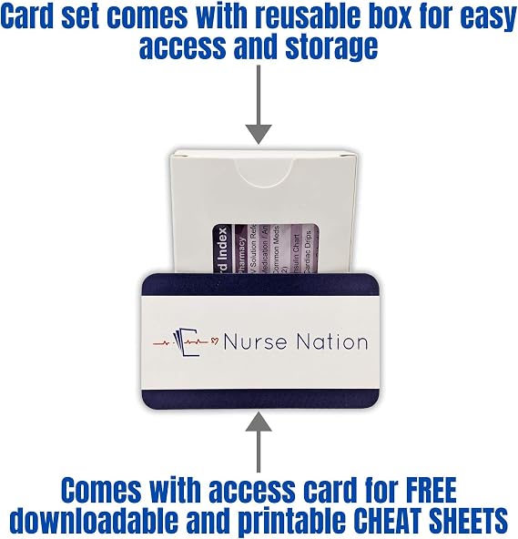 Nurse Nation 30 Vertical Nursing Badge Reference Cards - Lab Values, EKG, Vitals, and More! (Bonus Cheat Sheets) Excellent Gift for Nurses, Nursing Students, and Other Med. Workers!