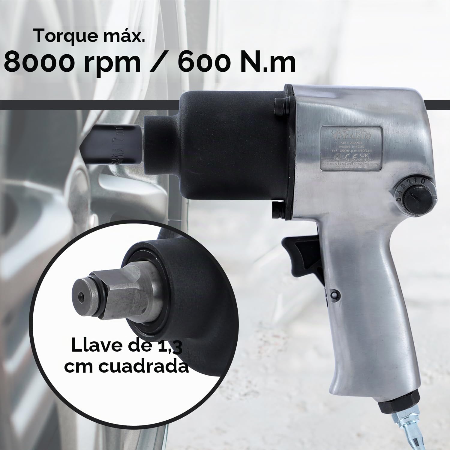 ORAZIO Llave de Impacto Neumática 1/2" 600 Nm Máximo Twin Martillo Pistola Impacto Aire para Garaje Coche Camión de Pernos Rueda Instalación Extracción (Budget)