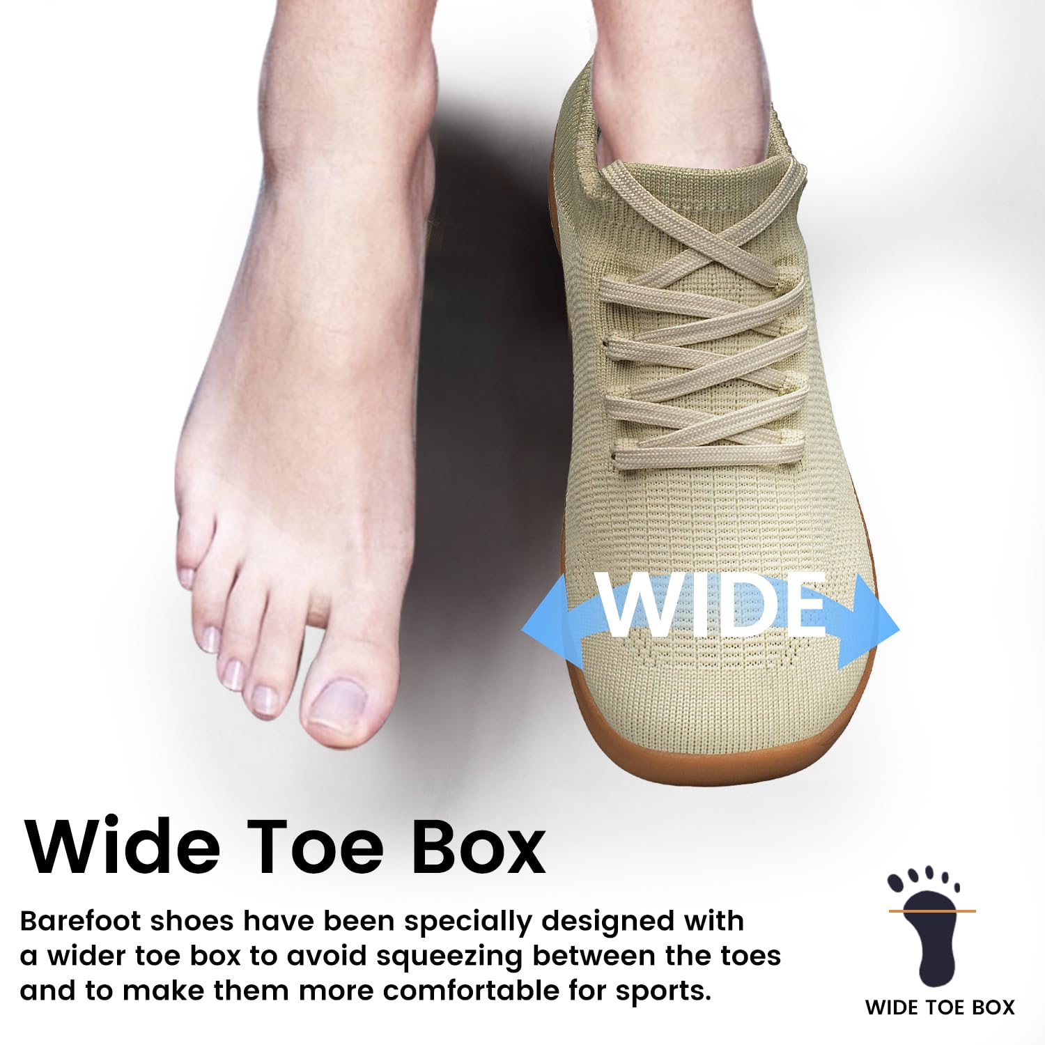 Raoendis Women Barefoot Shoes Wide Toe Box Trainers, Minimalist Wide Fit Trainers Comfortable Walking Sneakers for Trail Running Fitness