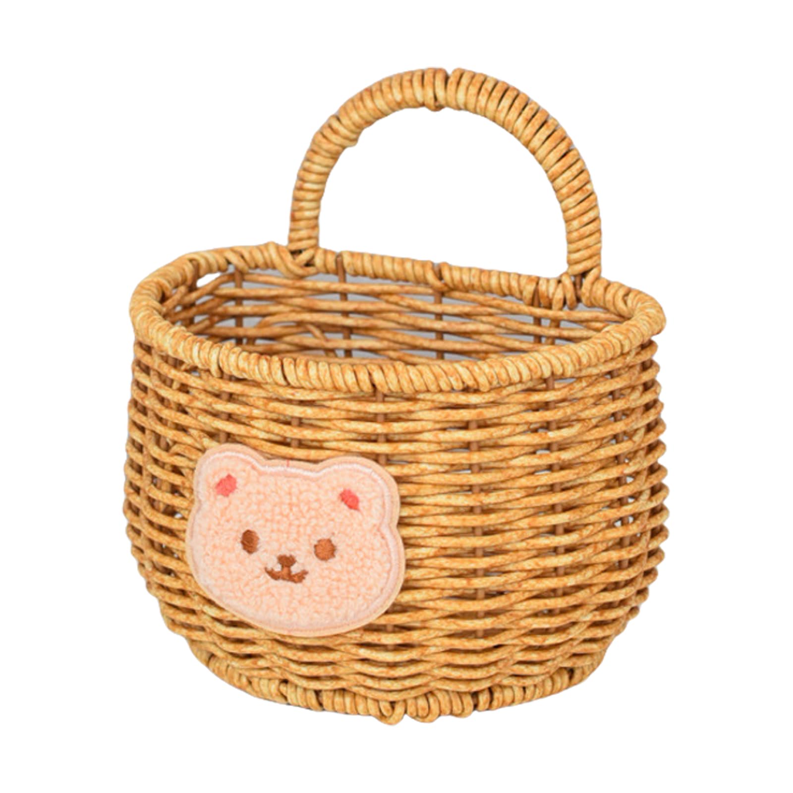 Xanorrg Small Colored Bear L Decorative Faux Rattan Organizers Sturdy Faux Rattan Makeup Storage Basket Sturdy For Stylish Homes Travel Makeup