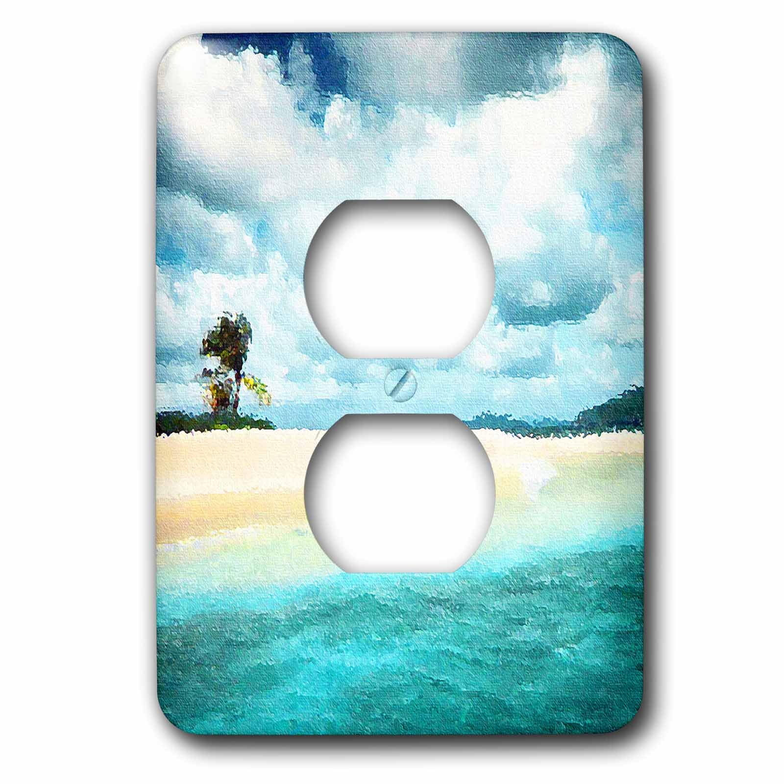 Petite île de sable décorative pour cache-prise double 3dRose Sandy Spit Jost Van Dyke