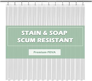 EHZNZIE Crystal Clear PEVA Shower Curtain Liner 72x72 Waterproof Odor-Free Weighted Magnets Rustproof Grommets