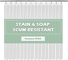 EHZNZIE Clear Shower Curtain Liner Light Weight PEVA, Shower Liner 72x72 Inches, Waterproof, No Chemical Smell with 12...