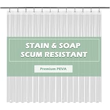 EHZNZIE Crystal Clear Shower Curtain Liner 54x72, PEVA Waterproof Bath Curtain, No Chemical Smell, Weighted Magnets, Durable with 9 Rustproof Metal Grommets
