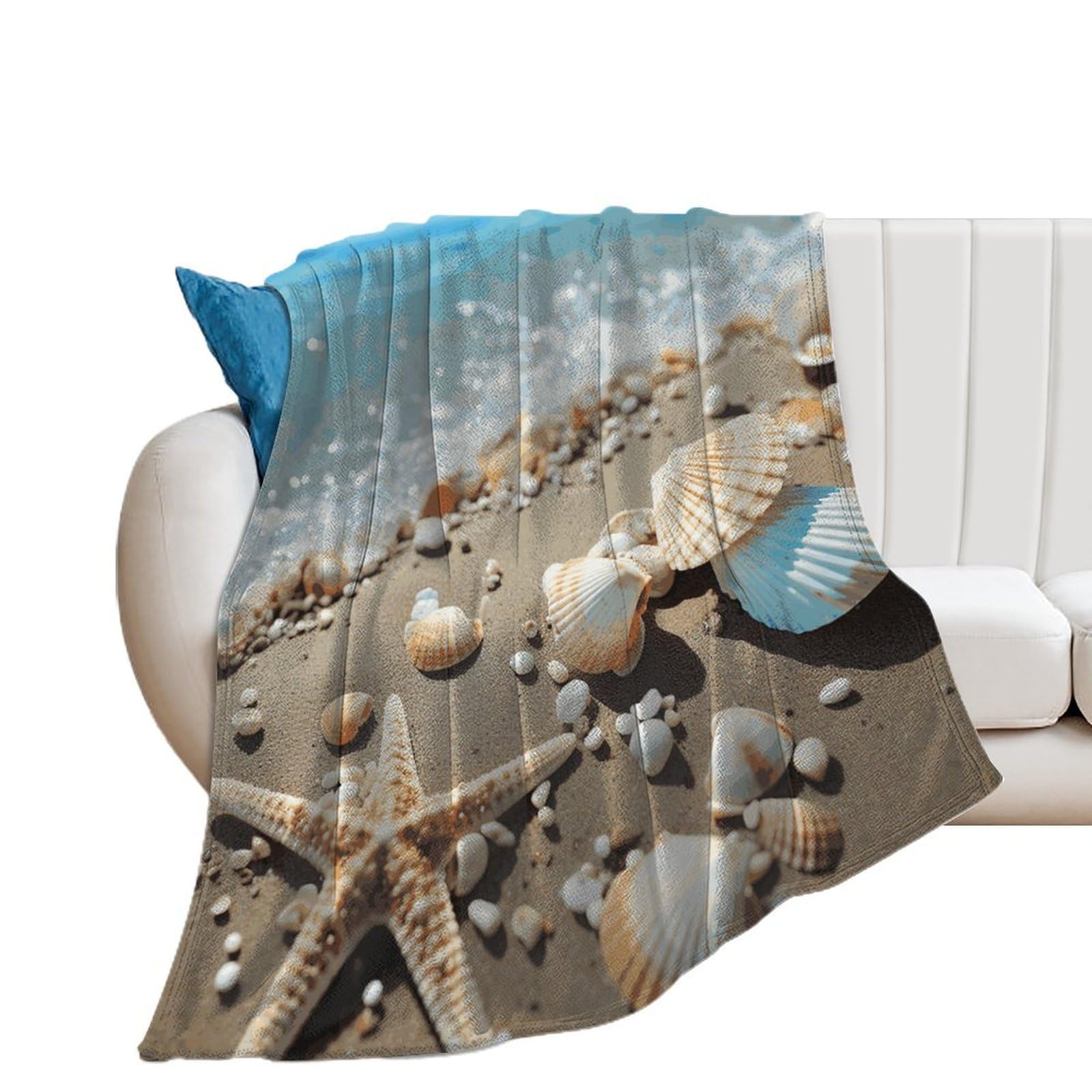 Couverture confortable pour femme motif coquillages pour soulager le froid en toutes saisons