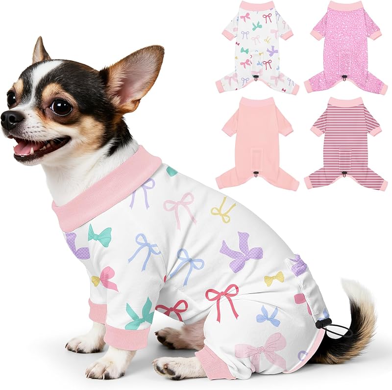 Pijamas para Cães Bienbee com Regulagem nas Costas, 4 Peças, Tamanho S
