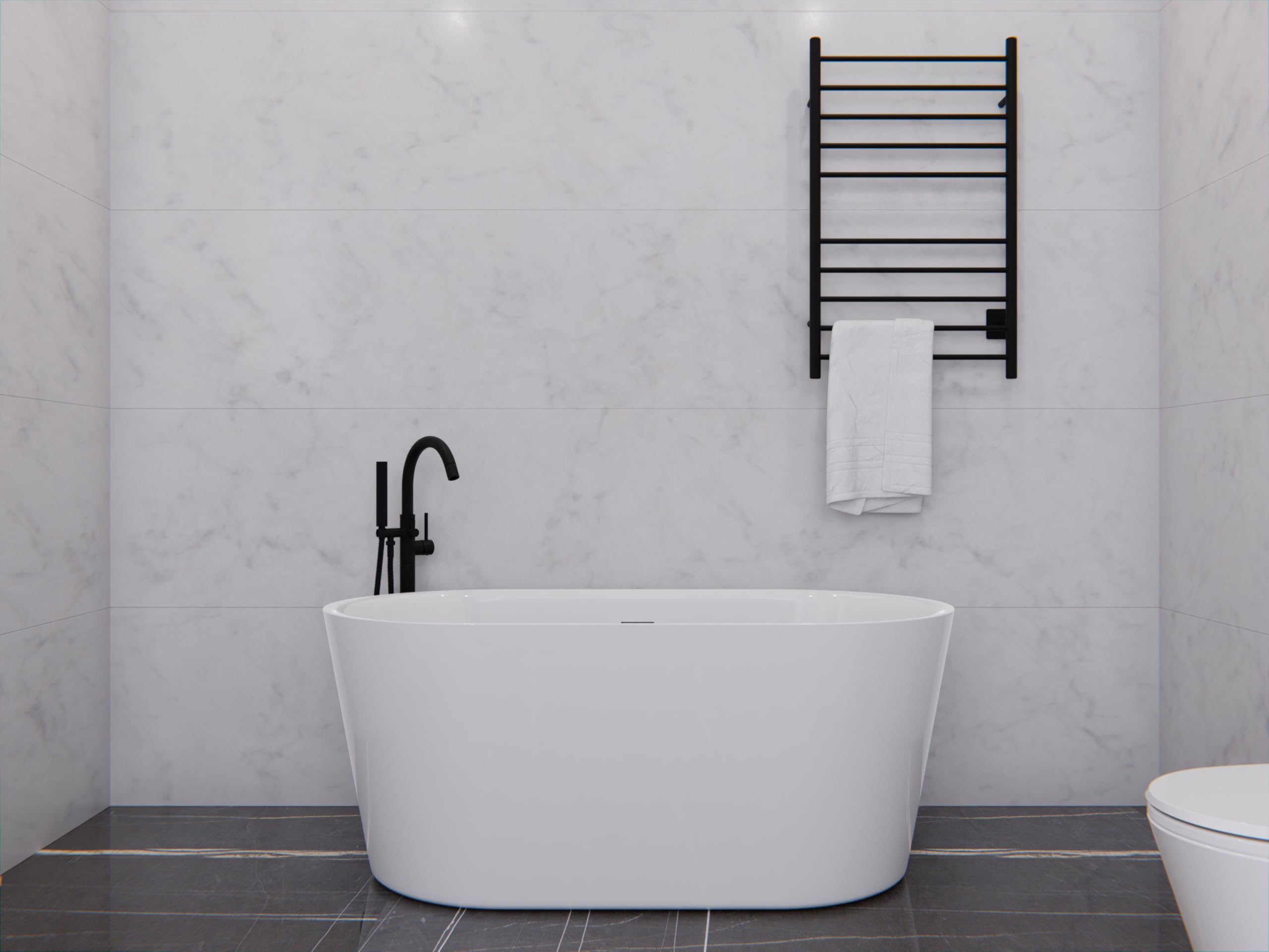 ANZZI Freestanding Acrylic Glossy White Deep Soaker Tub - 59