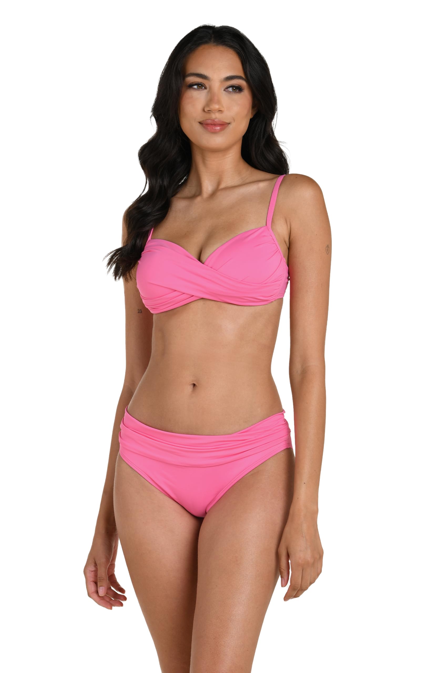 La Blanca Womens Island Goddess Over The Shoulder Wrap Bikini Swimsuit Top