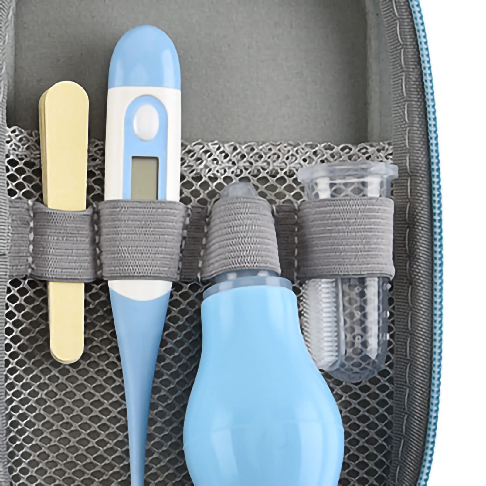 8 in 1 infants Grooming Kit with Hair Brush Nail Clipper Nose Cleaner Finger Toothbrush Scissor for infants Care Keep healthe and cleanse Newborn Care for infants Care Keep healthe and Clean(Blue)