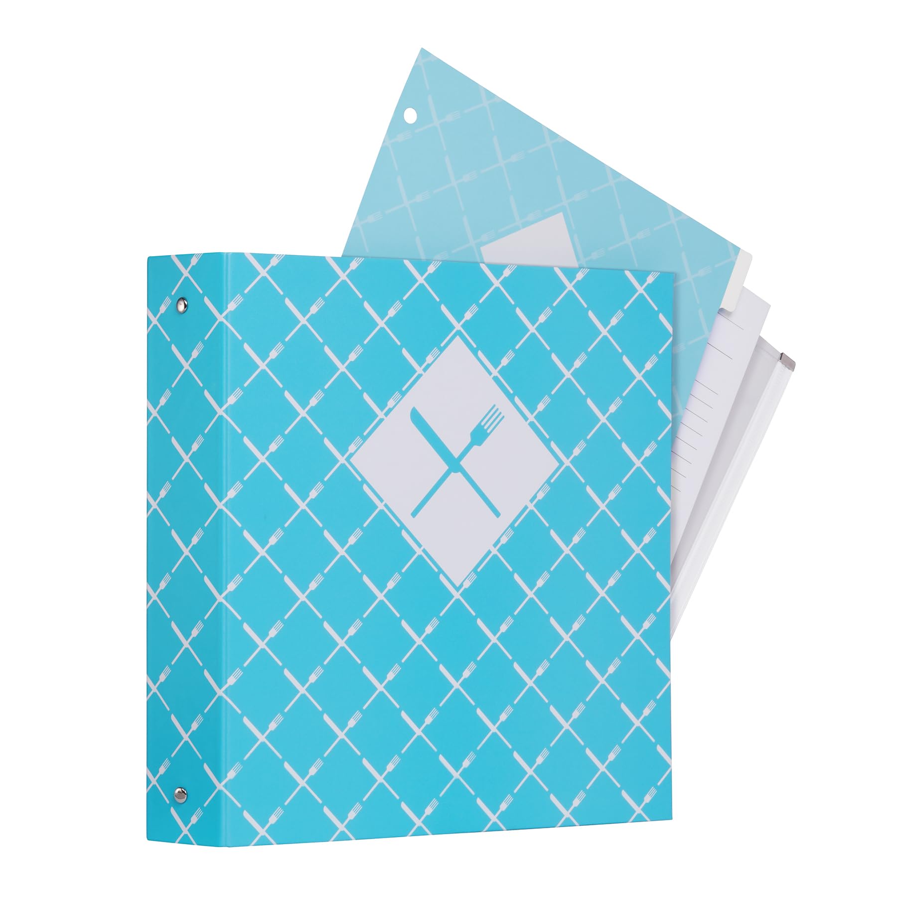 Oxford Kit raccoglitore per ricette, set regalo in scatola con raccoglitore a 3 anelli da 21,5 x 12 cm, 30 fogli di ricette, 50 protezioni per fogli, set di divisori, etichette e custodia con cerniera