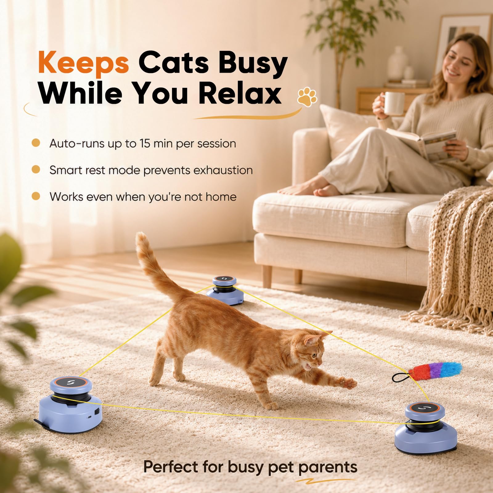 Katzenspielzeug, Selbstbeschäftigung Aufladbare Elektrisch Cat Toys Interaktives Intelligenzspielzeug Katzenspielzeug Satz Katzen Geschwindigkeit Einstellbar Katzenlaufband (A)