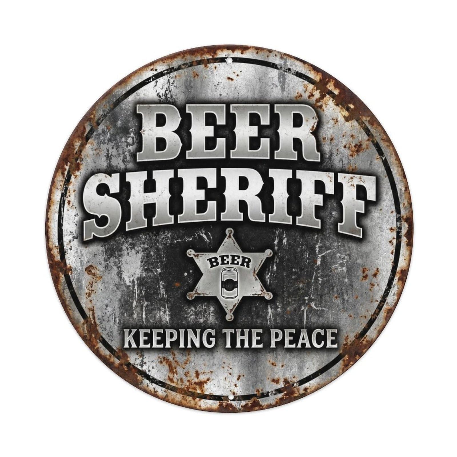 Okahys 8X8inch(20X20cm) Retro Bar Style Sheriff Badge Lounge Beer Metal Tin Sign