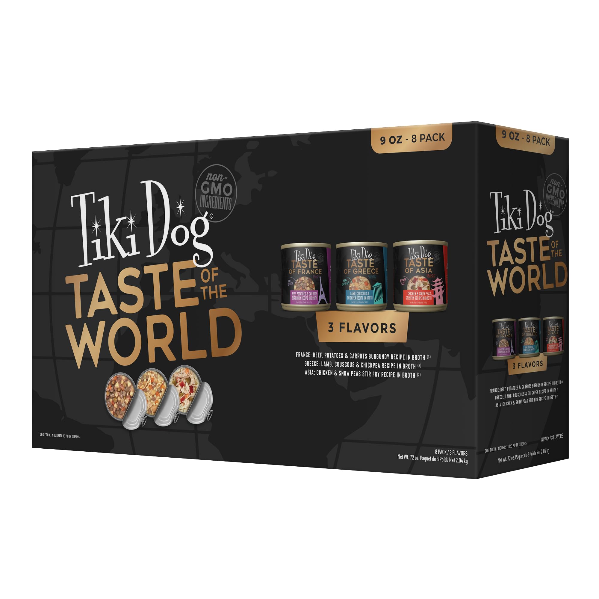 Tiki Dog Taste of The World Wet Dog Food, Variety Pack, 9 oz. Can (8 Count)