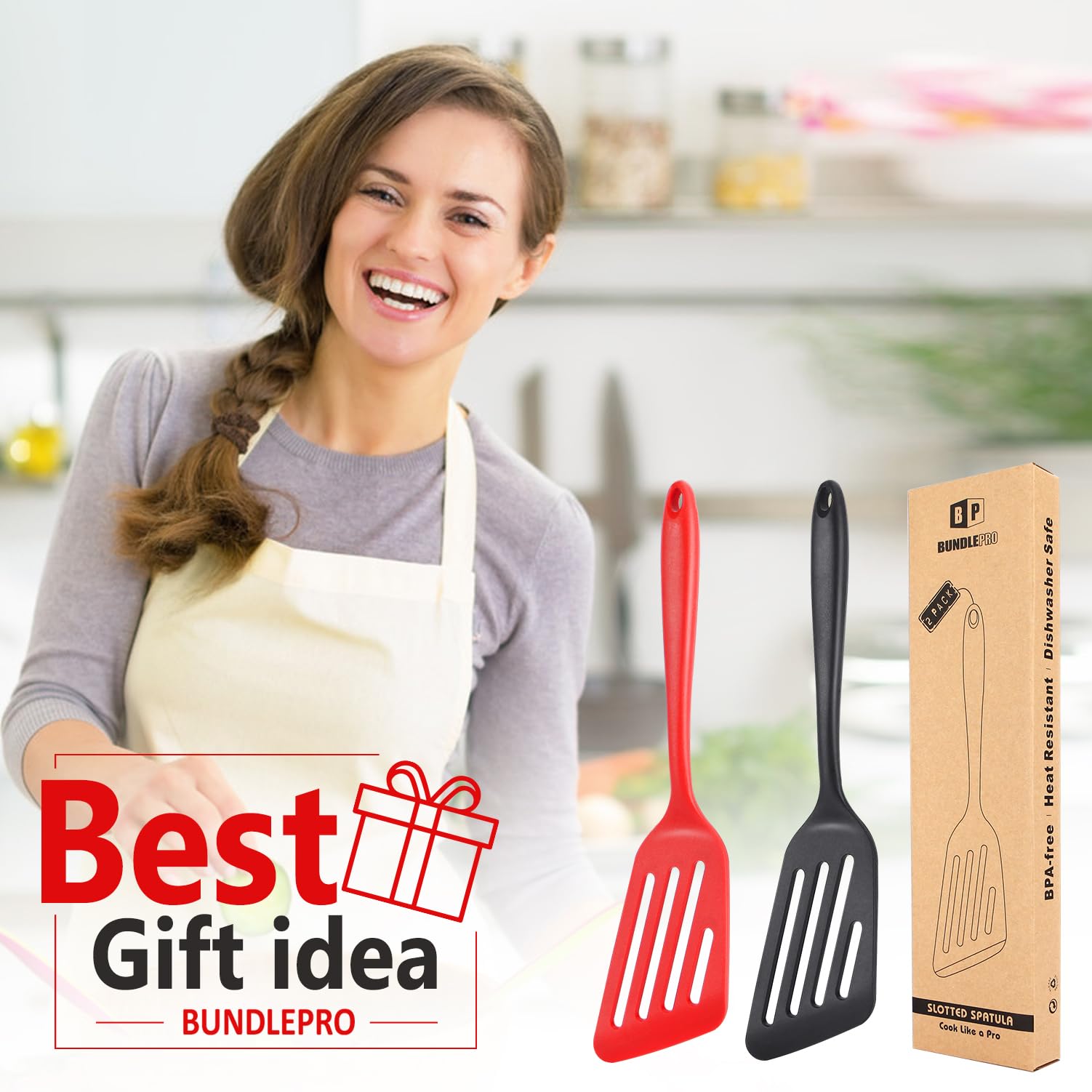 Amazon | シリコン製フライ返し 2本パック くっつかない 大きな