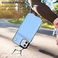 Vista 8 de Bocasal Funda tipo cartera cruzada para iPhone 12/12 Pro, funda de piel con bloqueo RFID y soporte para tarjetas, funda protectora con cremallera