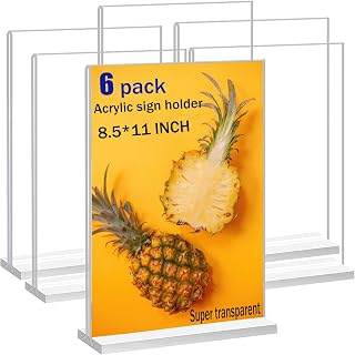 JIMITOP Acrylic Sign Holder 8.5 x 11 Clear Display Stand,Menu ad Frame Letter Size for Restaurants Table, Promotions, Photo Frames,Meetings (6 pack)
