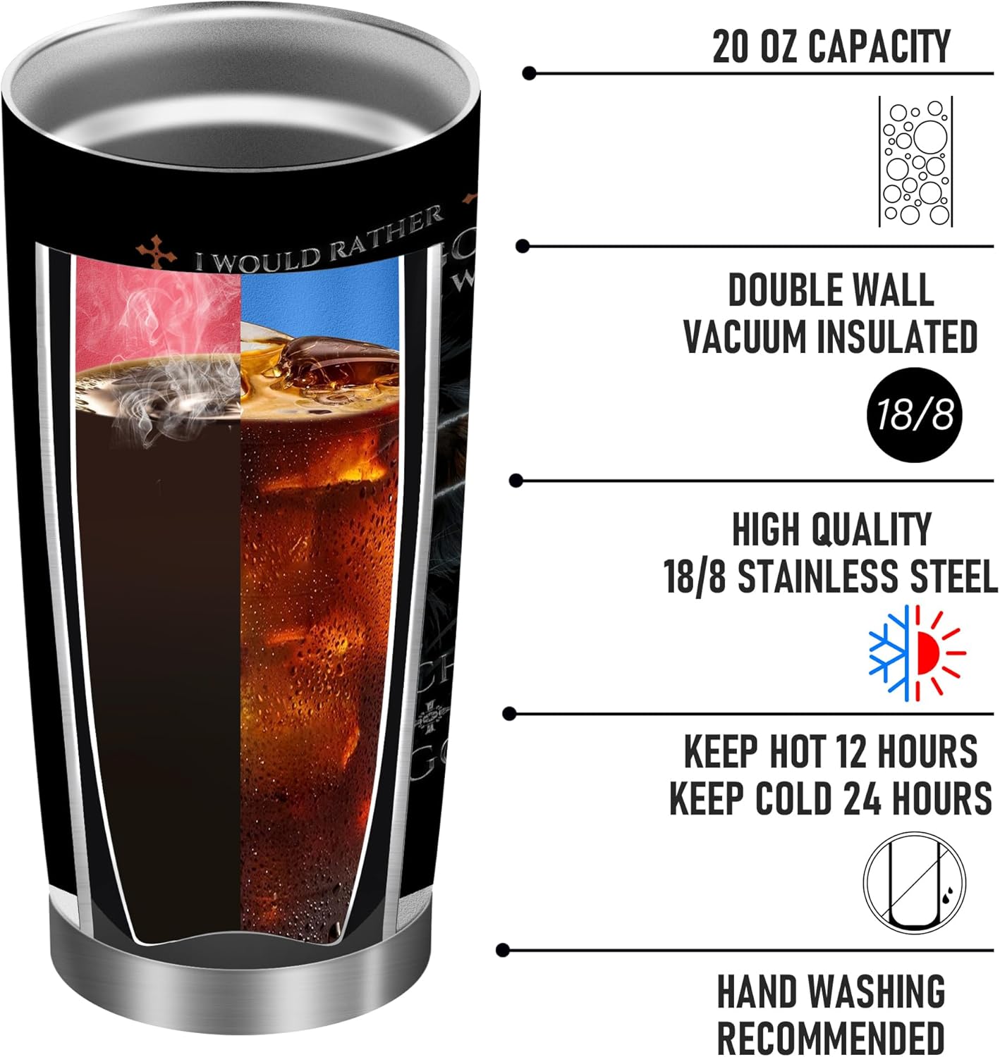 Christian Gifts Flask Warrior of God Faith 20oz Insulated Travel Mugs Stainless Steel Vacuum Tumbler with Lid Special Christmas Gifts for Men（Pack of 1） - Image 3