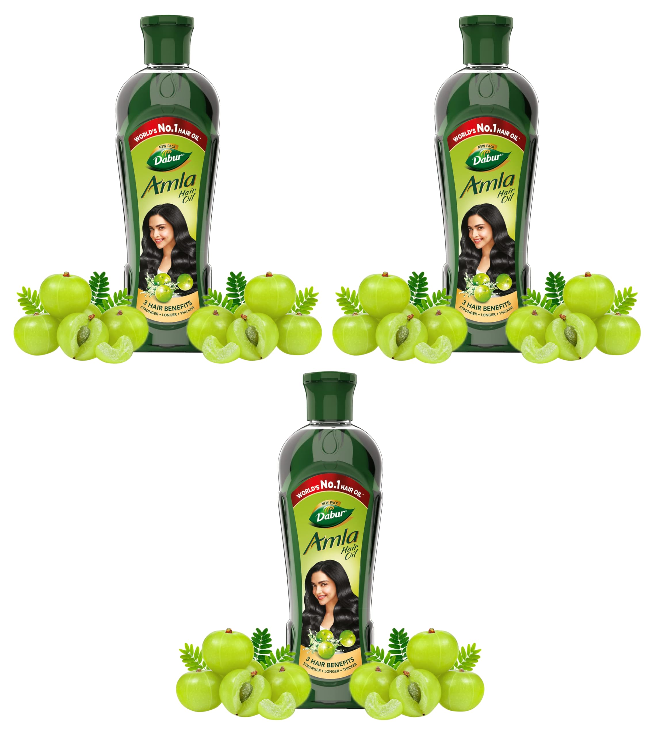 Dabur Amla Hair Oil - 450 ml | For Strong, Long and Thick hair | Nourishes Scalp | Controls Hair Fall, Strengthens Hair & Promotes Hair Growth (Pack of 3)