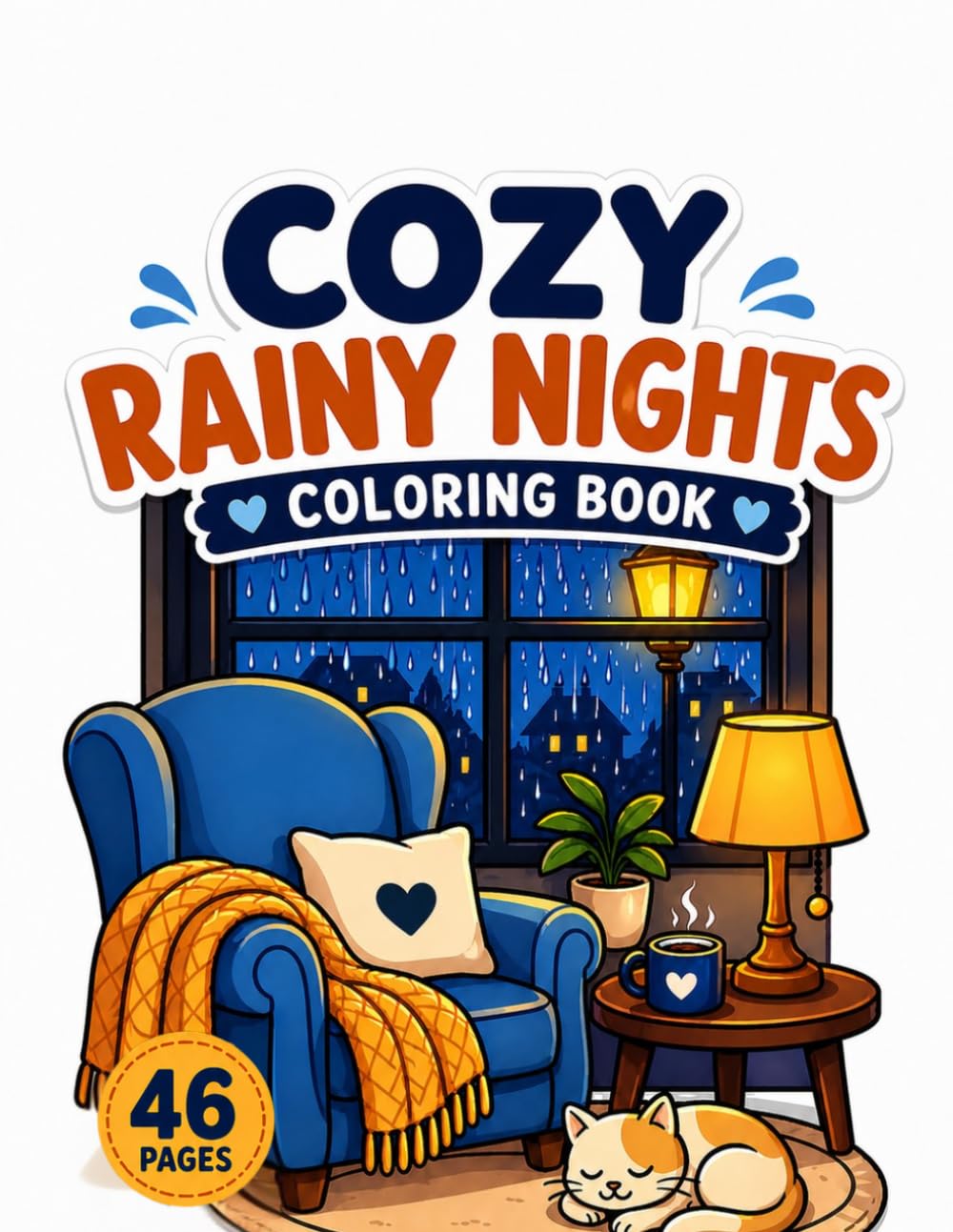 Bold & Easy Cozy Rainy Nights Coloring Book: Simple and Relaxing Scenes of Warm Rooms, Rainy Windows, and Peaceful Night Vibes for Stress Relief and Mindfulness (Bold & Easy Cozy Coloring – Volume 1)