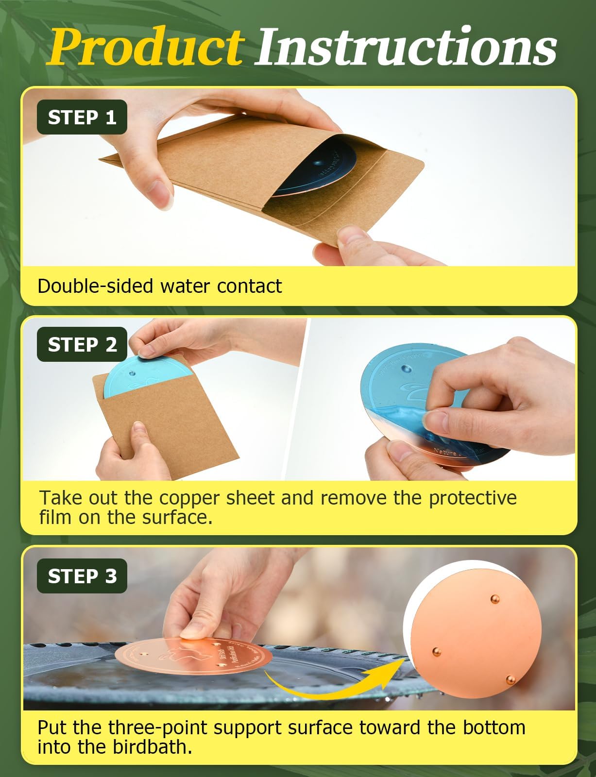 Disco de cobre para purificación de baño de pájaros para mantener limpio el baño de pájaros, Mellbree 0.6 mm, 99.99% de cobre puro, disco de limpieza para agua limpia física segura para todas las