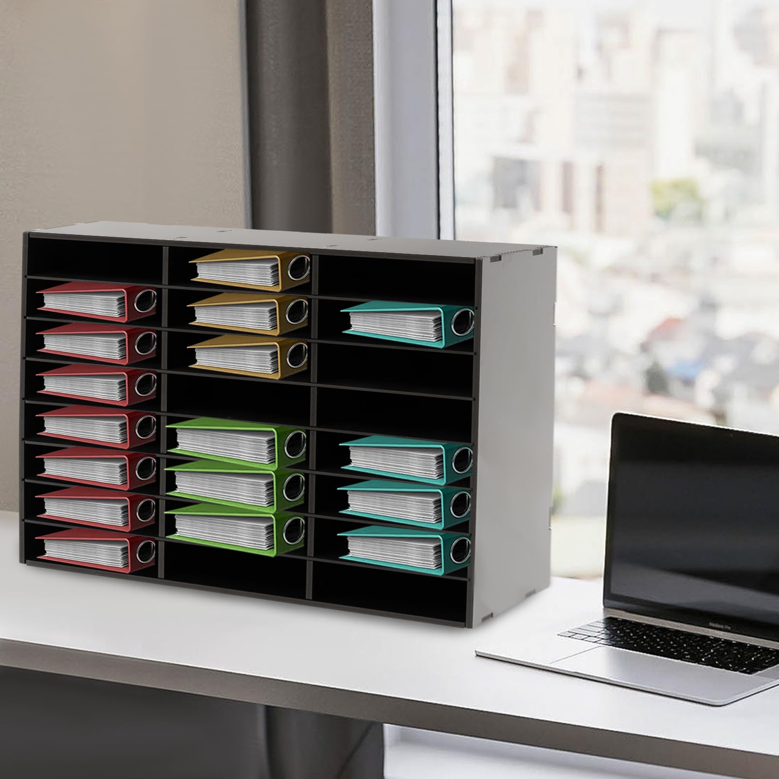 24 scomparti per lettere, portadocumenti, organizer per documenti, formato A4, portariviste, portata: 60 kg, per lavori scolastici, libri, riviste, documenti