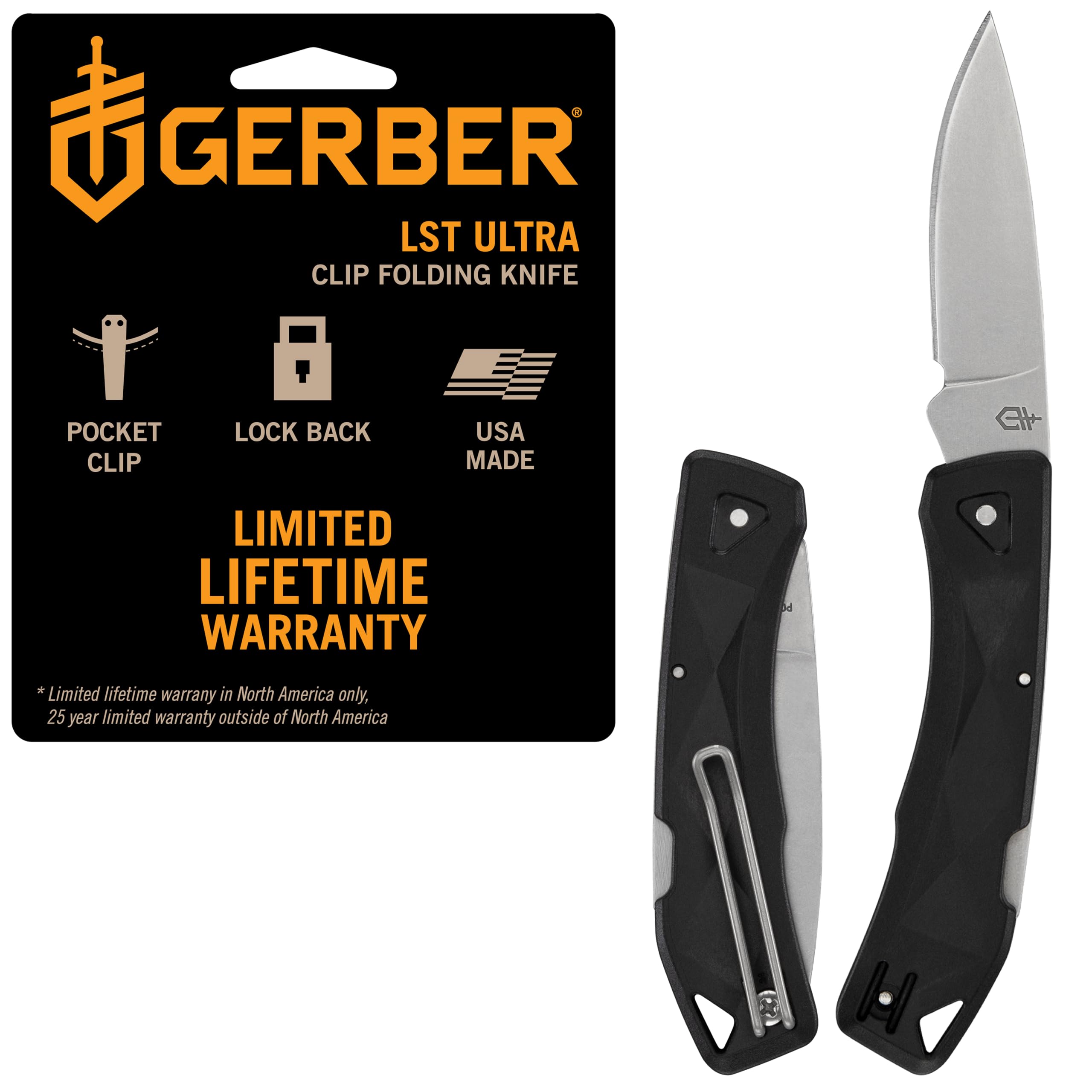 Gerber Gear LST Ultra - Lightweight EDC Knife - Survival Tactical Tool for Hiking, Camping & Outdoor - Compact Folding Pocket Knife - Stainless Steel Blade - Made in USA