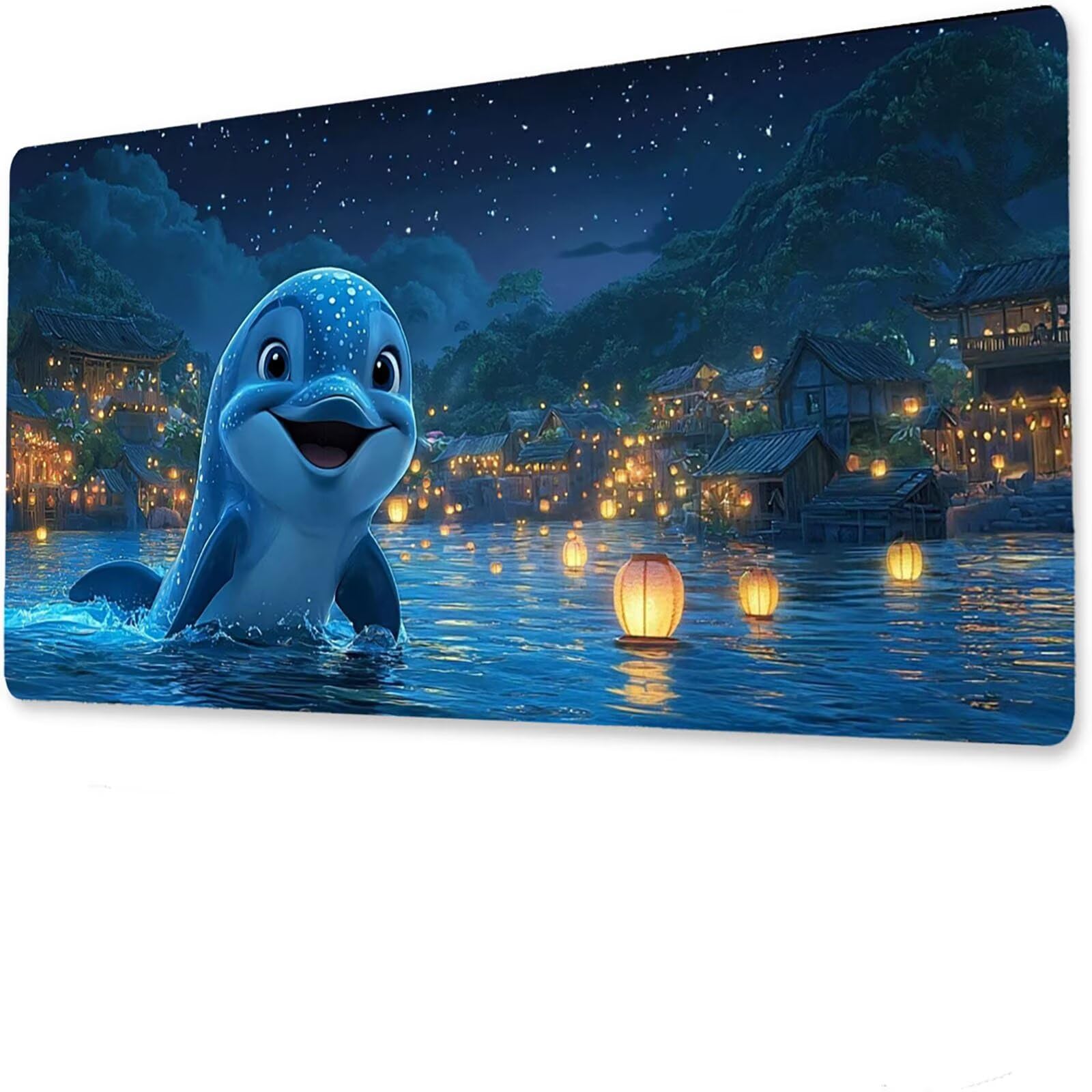Podkładka pod mysz delfina matowa, podkładka pod mysz do gier XXL 1200 x 600 x 5 mm, podkładka na biurko dla graczy, bardzo duży zestaw stołów dla graczy, antypoślizgowy spód, klawiatura wodoodporna