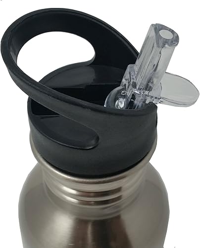 Miniatura 7 de Botella de agua personalizada de acero inoxidable con parte superior de pajita, botella de agua deportiva de 20 onzas, personalizable (rosa intenso)