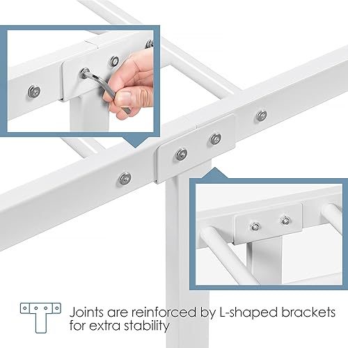 Miniatura 7 de Yaheetech Base de cama de tamaño individual XL, base de colchón con plataforma de metal con cabecero y estribo, no necesita somier, almacenamiento