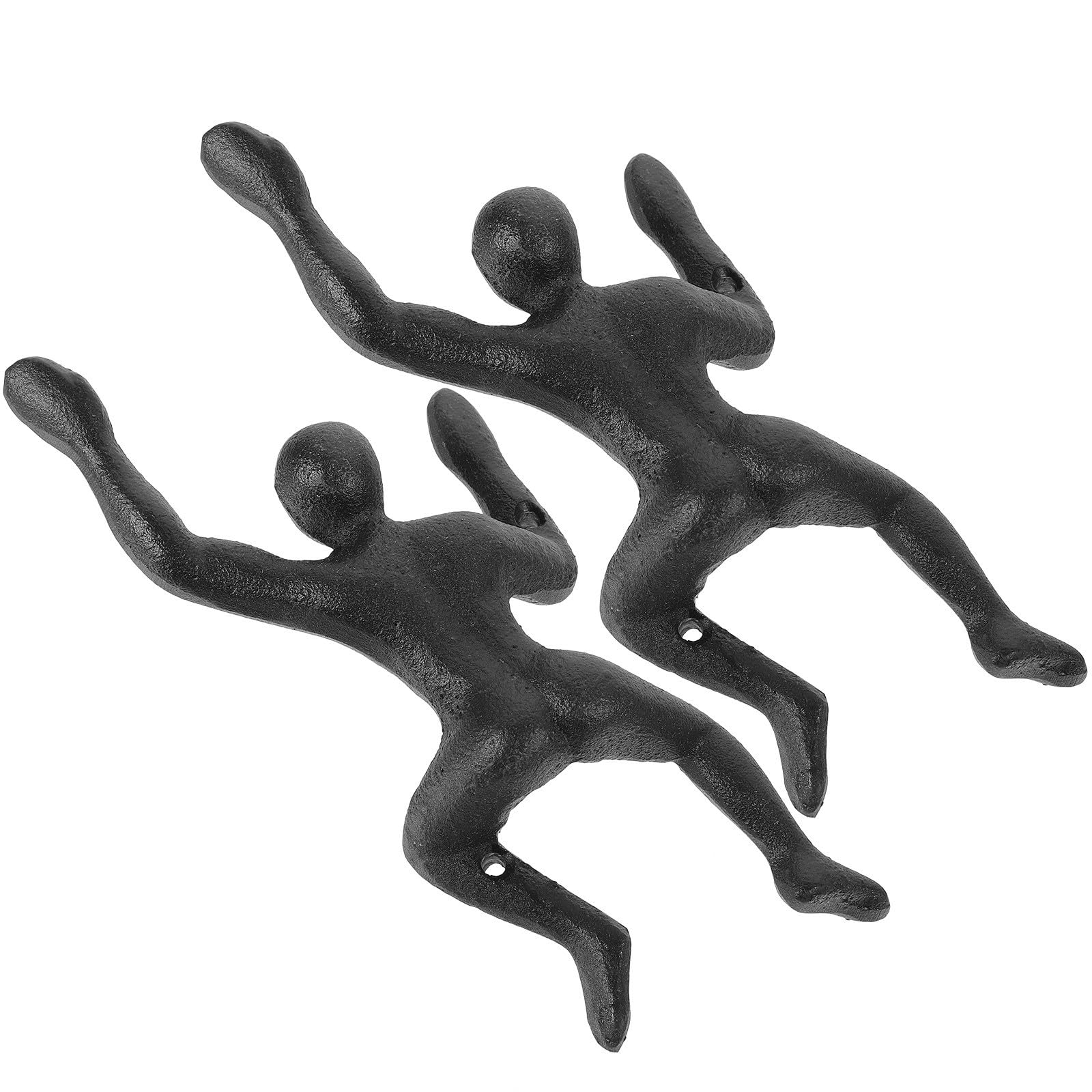 2 Stück Gusseisen Wandhaken Kletterfigur Schwarz für Wandmontage