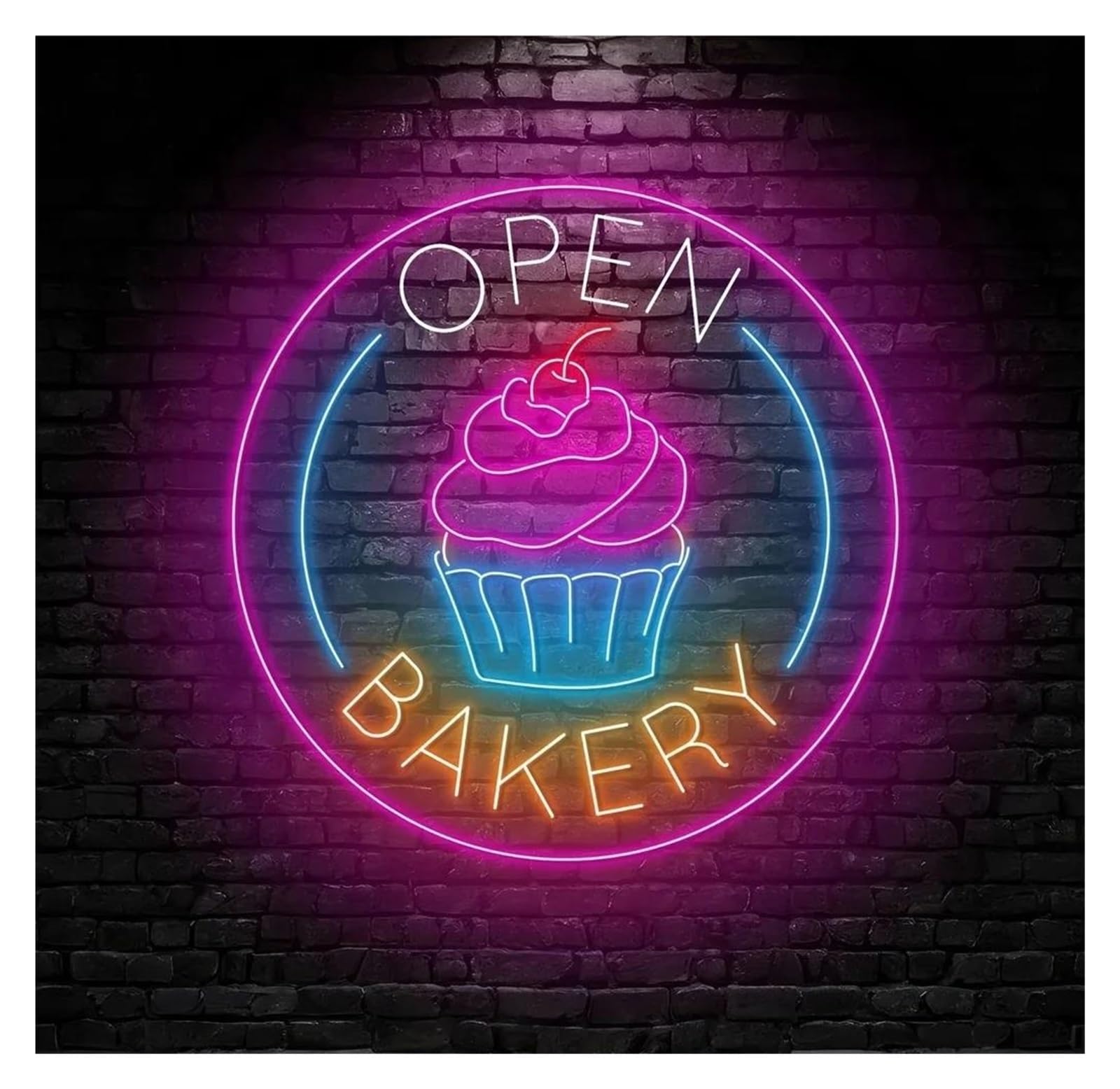Sign Lamp Open Bakery Neon Sign USB Powered Lamps Cake Store Cupcake Shop Convenience Store Restaurant Wall Art Decor 51cm
