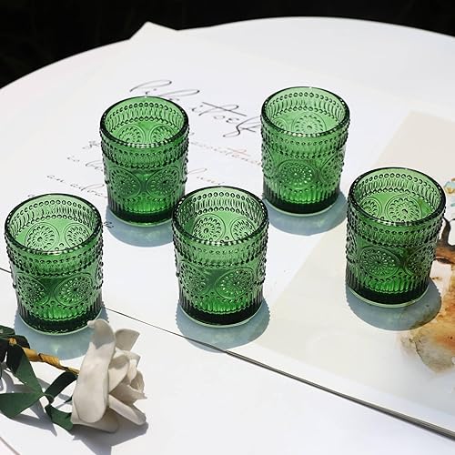 Miniatura 4 de VOHO Juego de 12 portavelas votivas de cristal verde para decoración de mesa de centro de mesa, portavelas votivas a granel para cumpleaños (2.1 x
