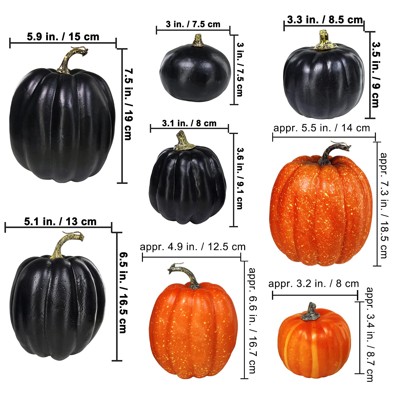 Qianderer Zucche artificiali di dimensioni assortite, per il