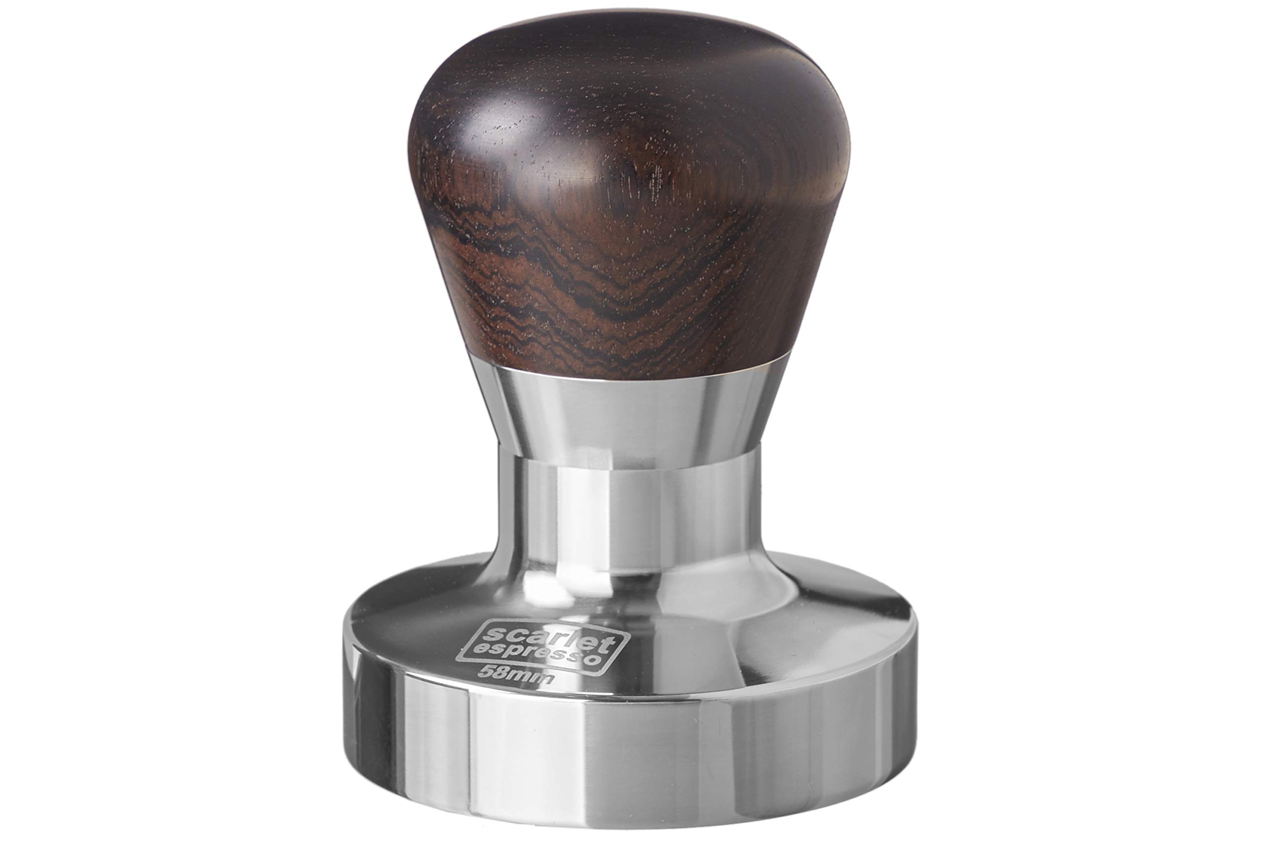 Scarlet espresso Passion - Pressino per barista, con impugnatura ergonomica in PVC o in legno di frassino a scelta e base di precisione in acciaio INOX Set ( 58 mm + Tamperablage) Ebenholz - Schwarz