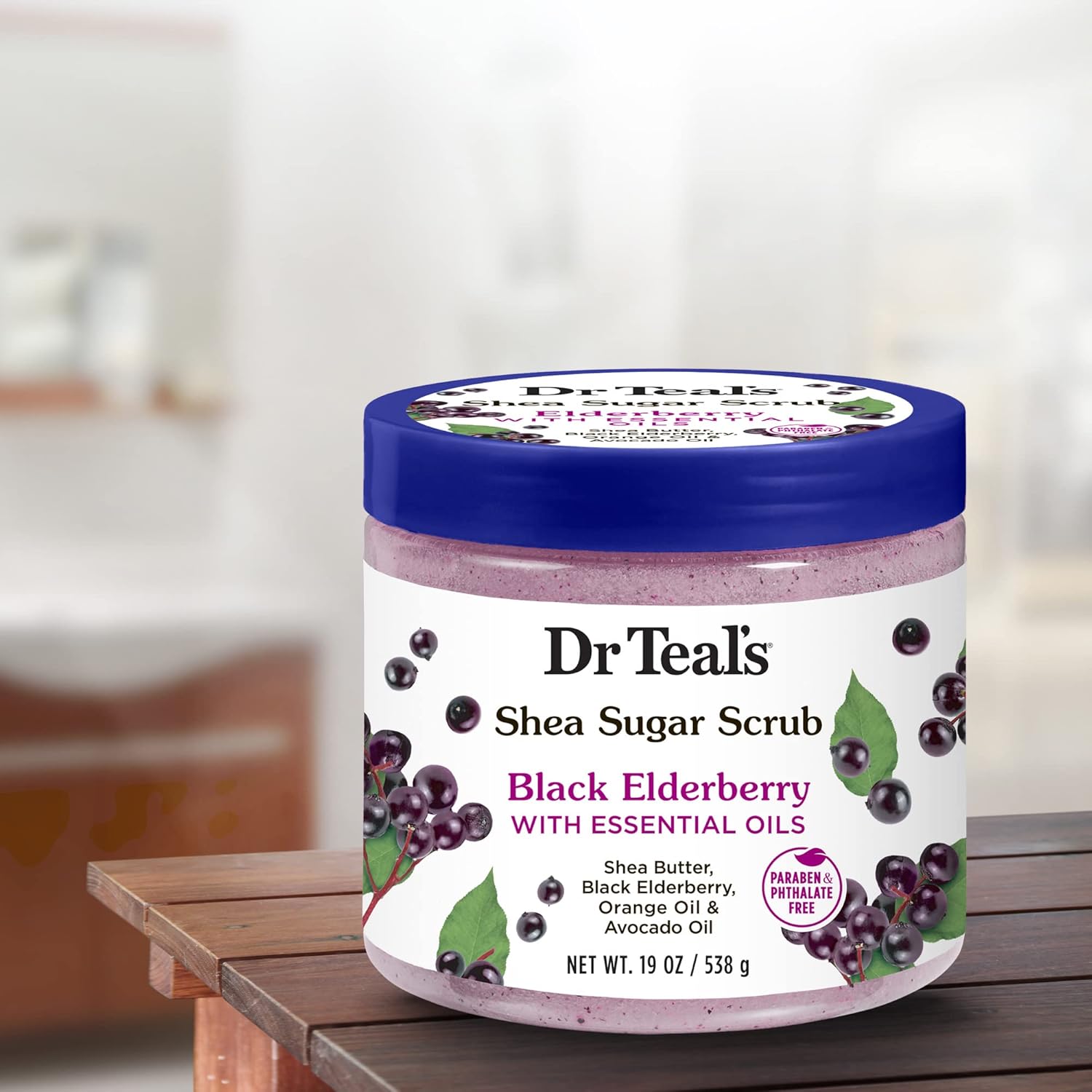Dr Teal's Shea Sugar Body Scrub, Black Elderberry with Essential Oils, 19 oz (Pack of 3) : Beauty & Personal Care