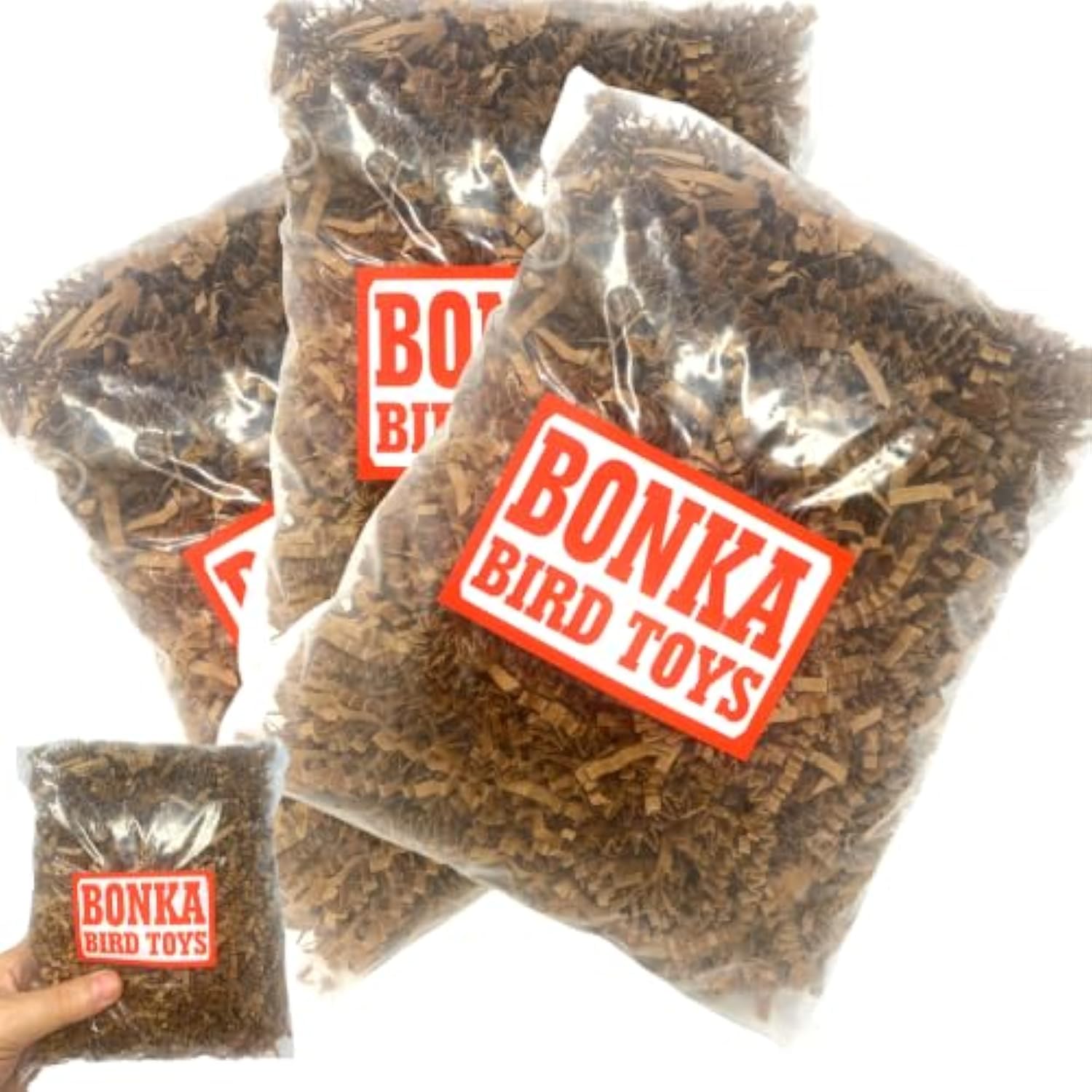 Bonka Bird Toys 1574 Pk3 Natural Crinkle Paper Shred Nest DIY Craft Part Parrot Cage, African Grey, Conure, Parakeet, and Similar Breed Sizes