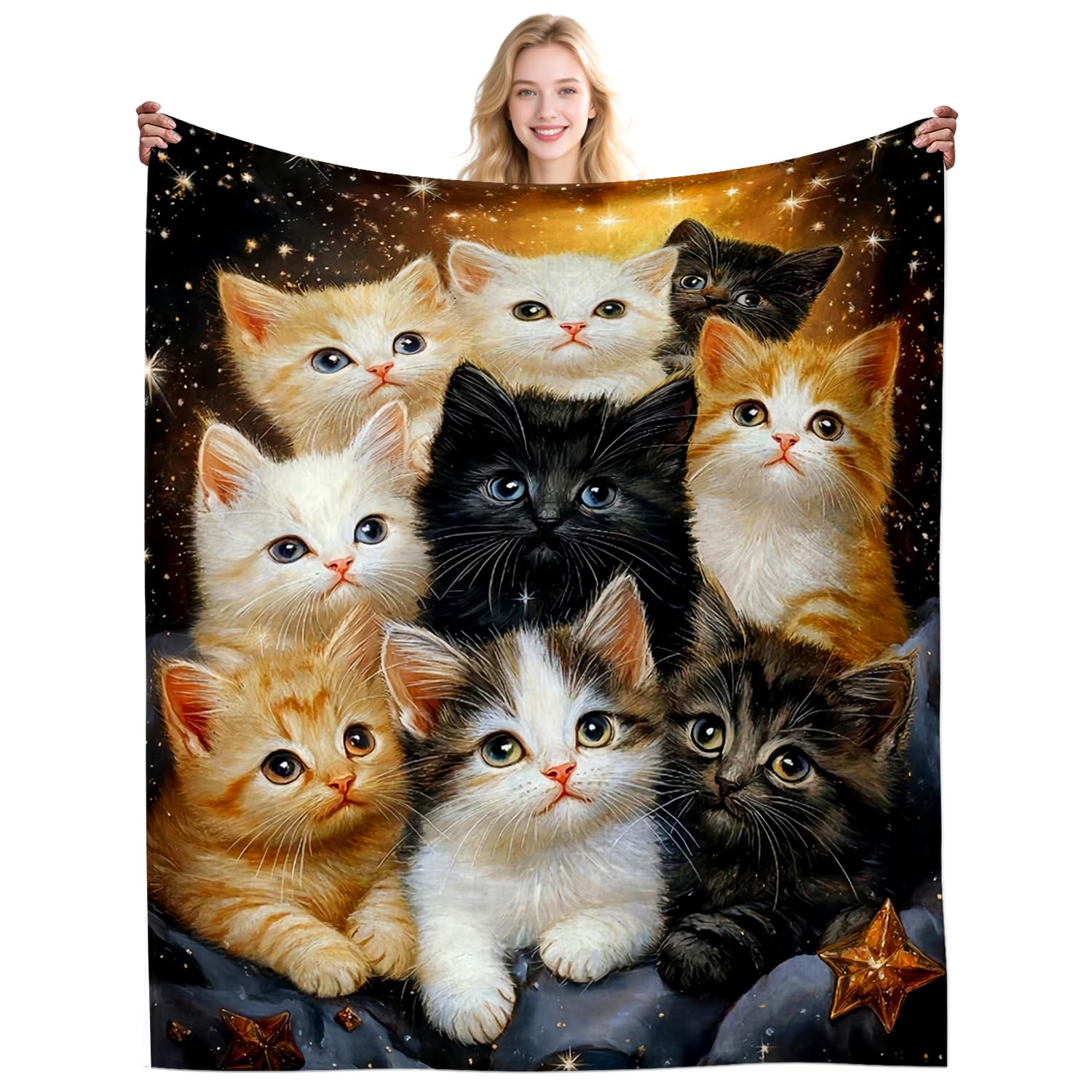 DikoGoGo Cute Cat Gifts Blanket for Women Cat Lovers Stuff Cats Throw Blankets With Cats On Them Cute Animal Plush Cozy Bedding Gifts for Girls Women Adults Animal Lovers Room Decor 50"X40"INCH