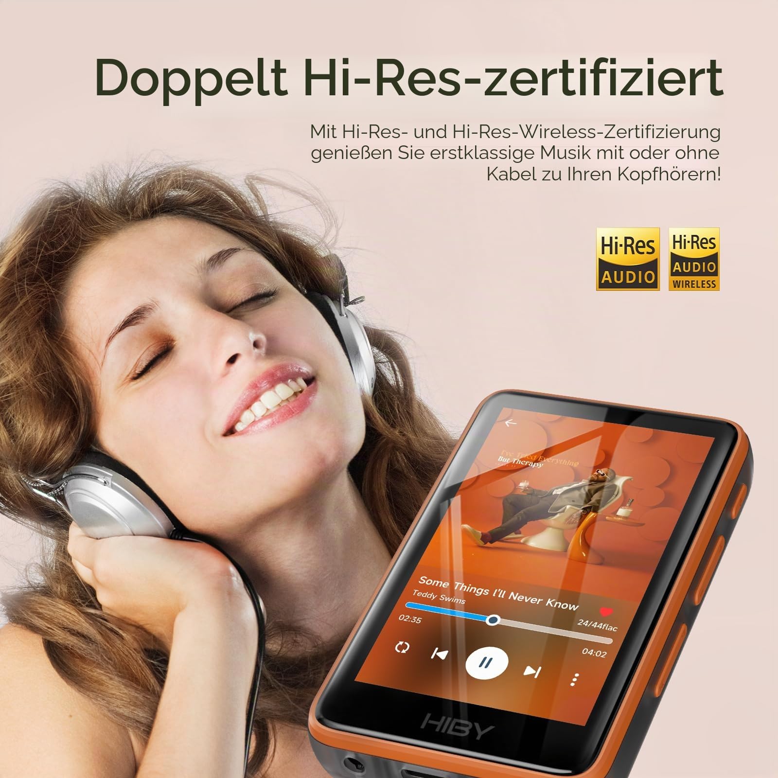 HiBy R1 HiFi MP3 Player mit Bluetooth 5.1 Tidal Qobuz DSD 256 Native Lossless Music Player mit Touchscreen/Hi Res Audio Zertifiziert/MSEB Tuning/2TB Erweiterter Speicher