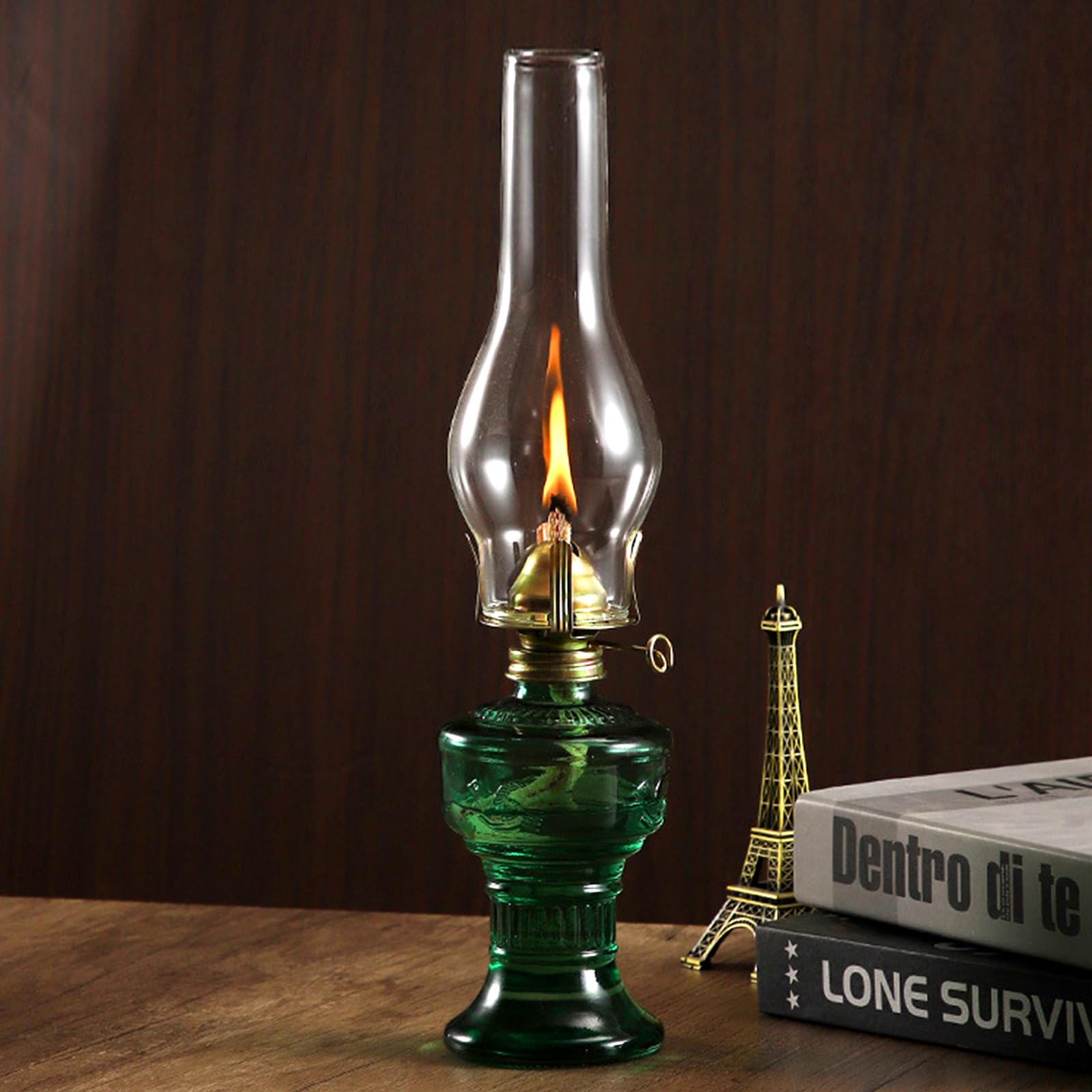 Abat-Jour en Verre pour Lampe à Pétrole, Cheminée de Lampe à Huile, Verre de Rechange pour Lampen à Pétrole Vintage (Base de 5 cm, Hauteur de 24 cm)