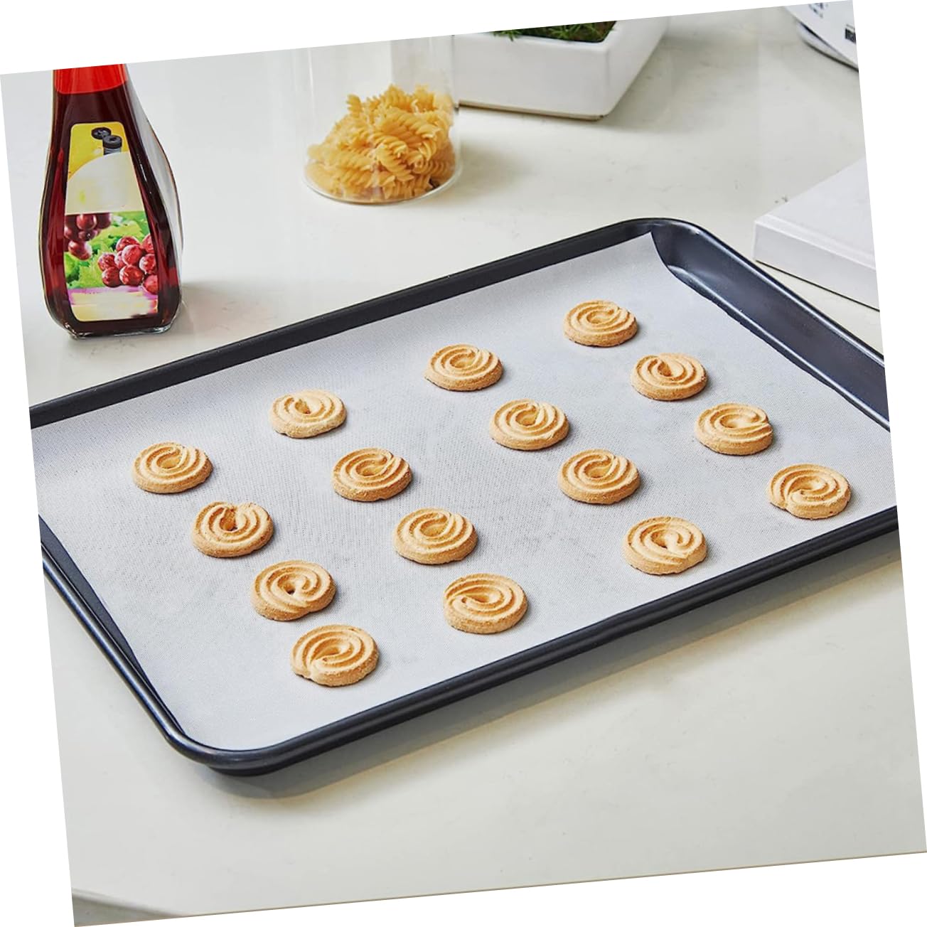 Tapis de Cuisson en Silicone Blanc Antidérapant, Revêtement Antiadhésif