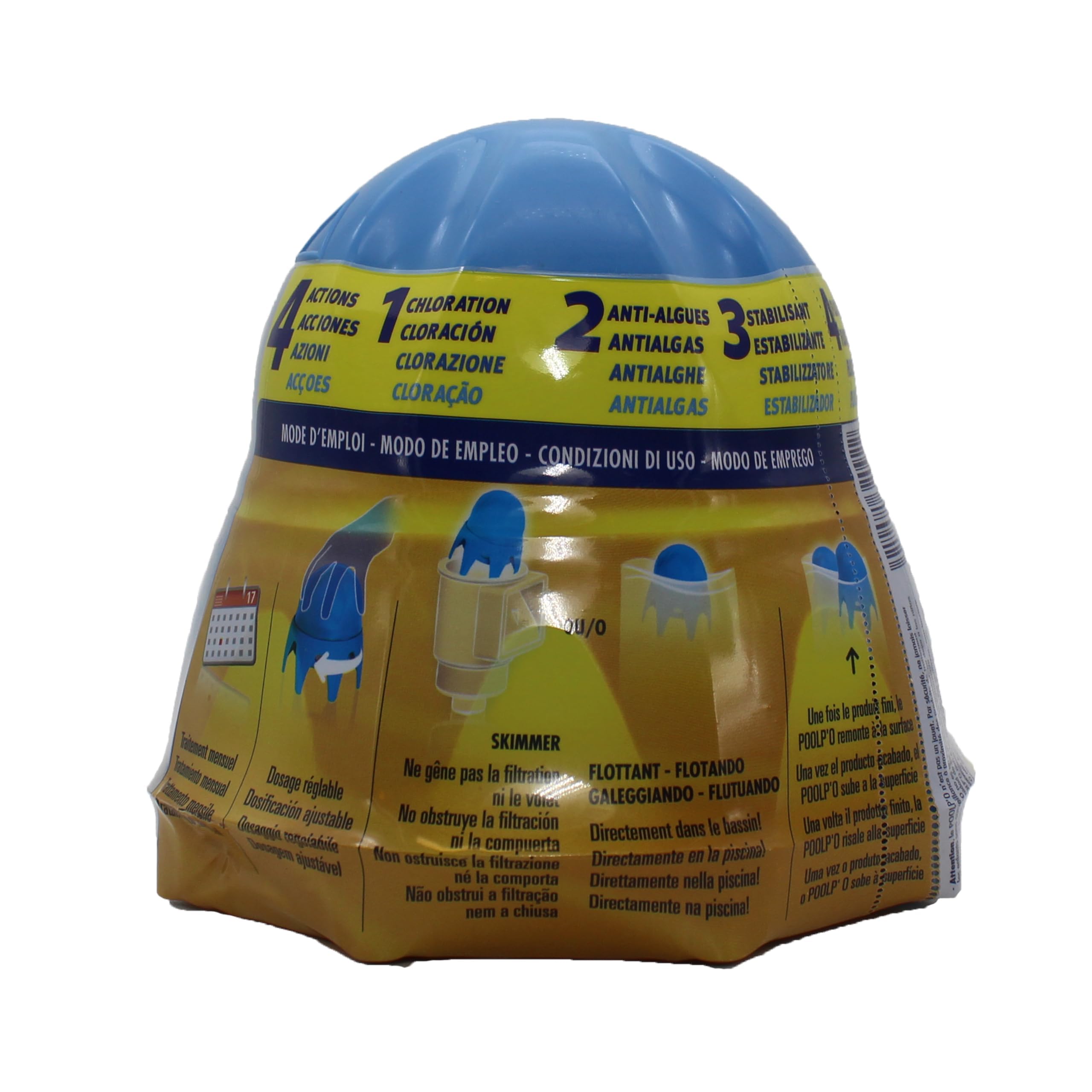 Gre - 08012L Poolp’o Distributeur Flottant Tout-en-Un pour Piscines 0-10 m³ – Hygiénisant, Antibactérien, Antialgues et Floculant