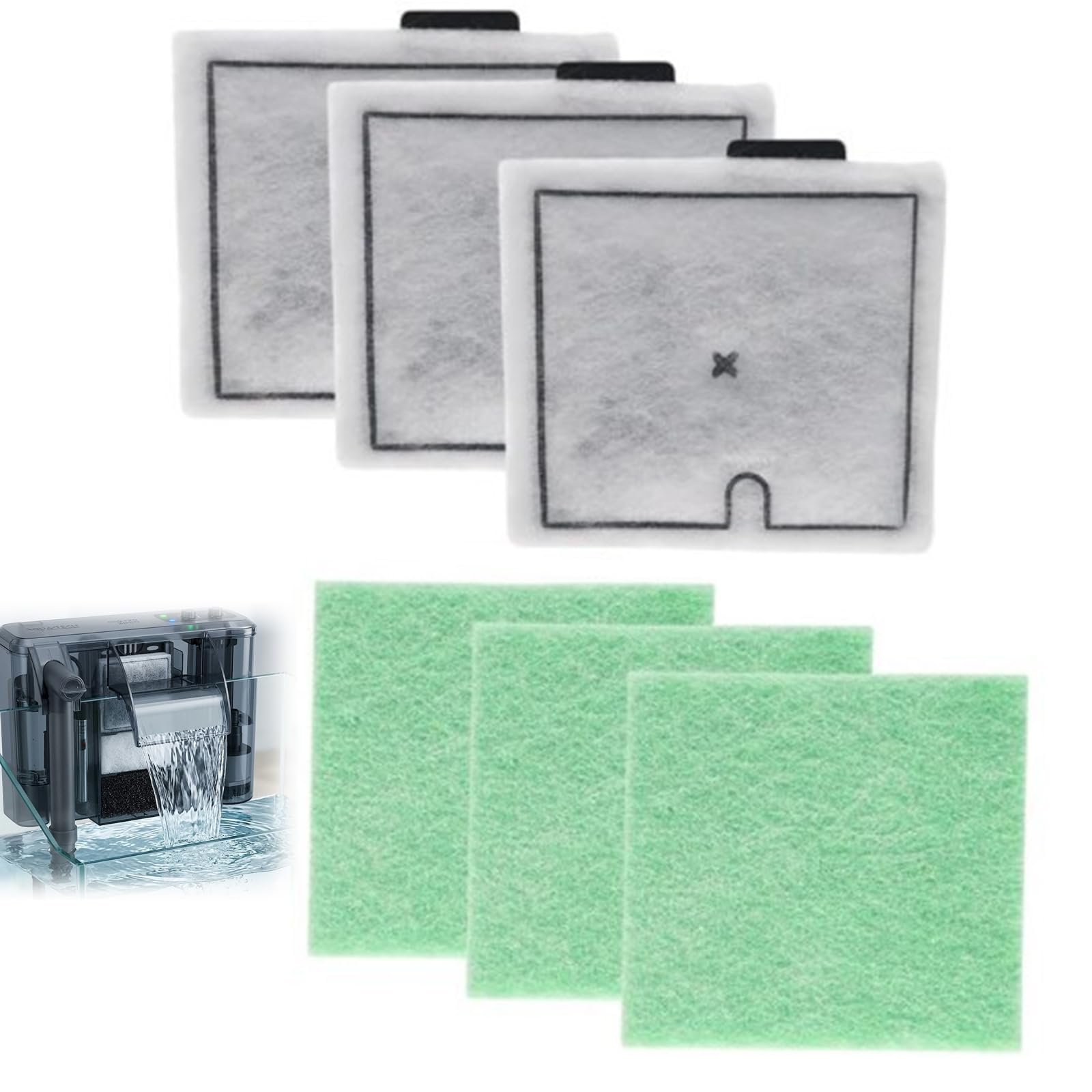 Innovess 6 PCS CF1 Filter Service Pack 3 Month-Compatible with Interpet CF1 Filter, Fish Tank Filter Cartridges Kit for Quarium Water Cleaning Filter Media, Aquarium Filter Pads for Fish Tank Use