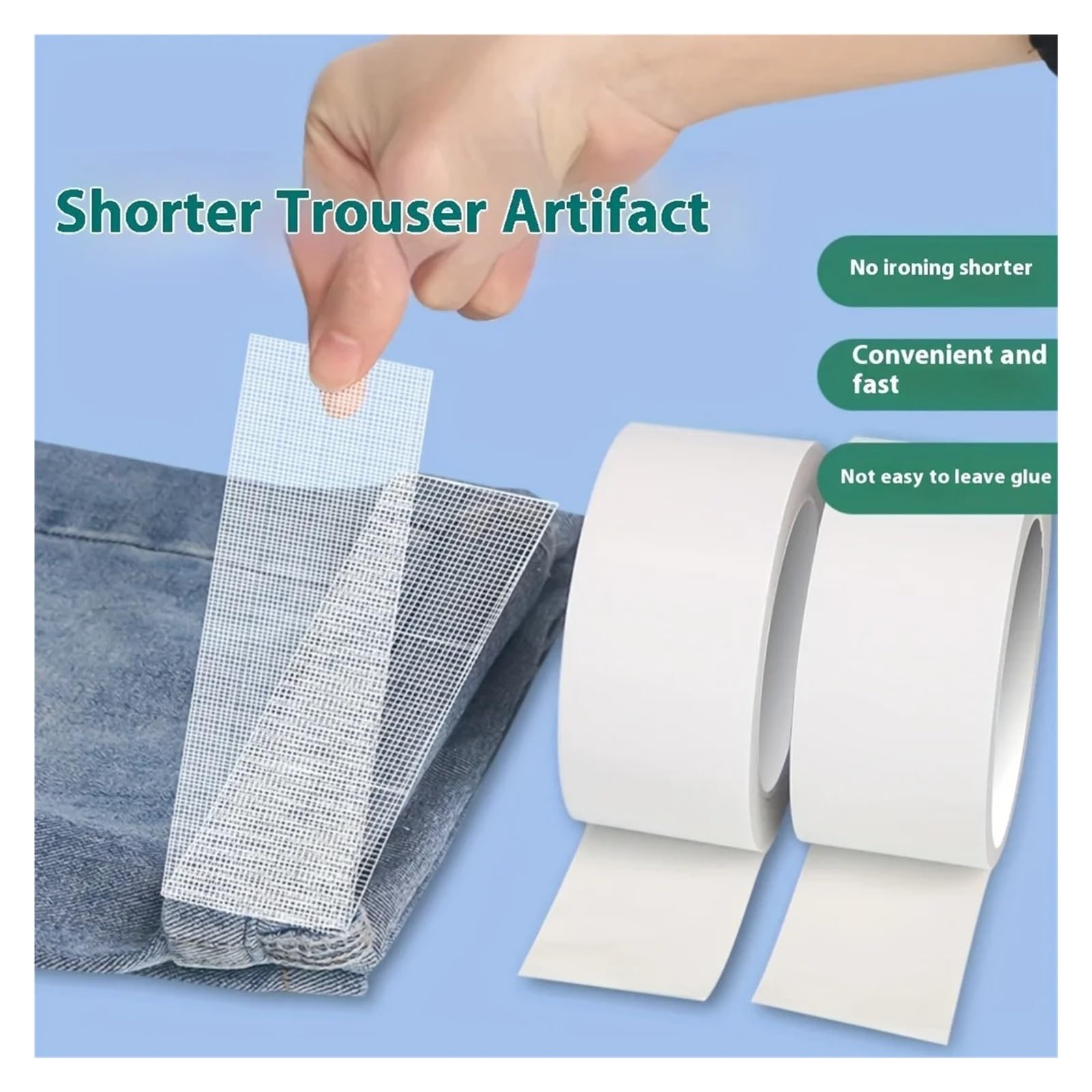Nastro per orli dei pantaloni Nastro biadesivo in tessuto invisibile, senza cuciture, ferro, pantaloni, nastro adesivo, adesivi fai da te, accorcia gli strumenti cucito(Width 5cm)