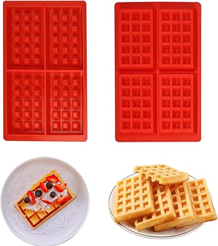 HYCSC Molde de silicona para hacer gofres, molde cuadrado de silicona con 4 cavidades, sartén antiadherente para hacer jabón en forma de gofre,