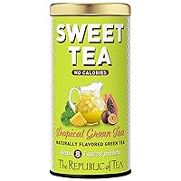 Vista 1 de The Republic of Tea Té verde tropical dulce apto para dieta cetogénica, 8 bolsas grandes de té helado de un cuarto de galón, con cafeína natural