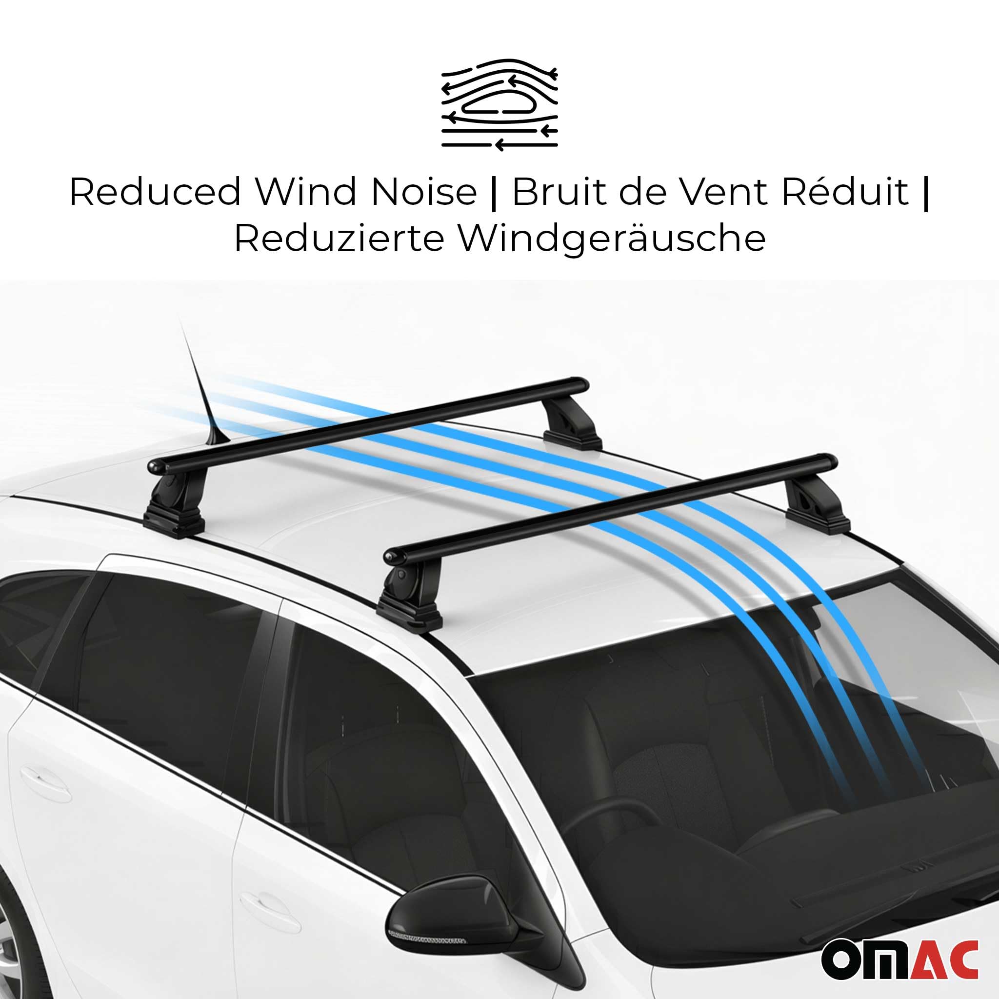 OMAC Stahl Dachträger Querträger Mercedes B Klasse W246 2012-2018 – TÜV/DIN 75302:2019 – Abschließbar – Max. 75 kg – 2 Stangen – Schwarz