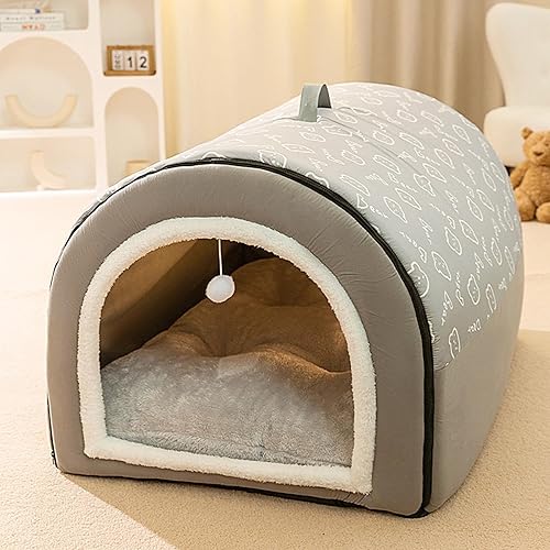 Miniatura 4 de Acogedora casa de cama para mascotas, 2 en 1 cueva para perros, tienda de campaña para mascotas, perrera cálida de invierno, para mascotas, cama