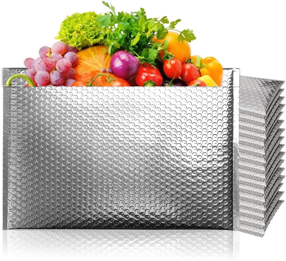 Koja Insulated 50-Pack Thermal Metallic Foil Padded Bubble Mailers 20 X 24 Inches Waterproof Metallic Envelopes Cold Shipping Bags for Frozen Food, Ice Pack Delivery, Perishable Items - Thick 180 GPS.