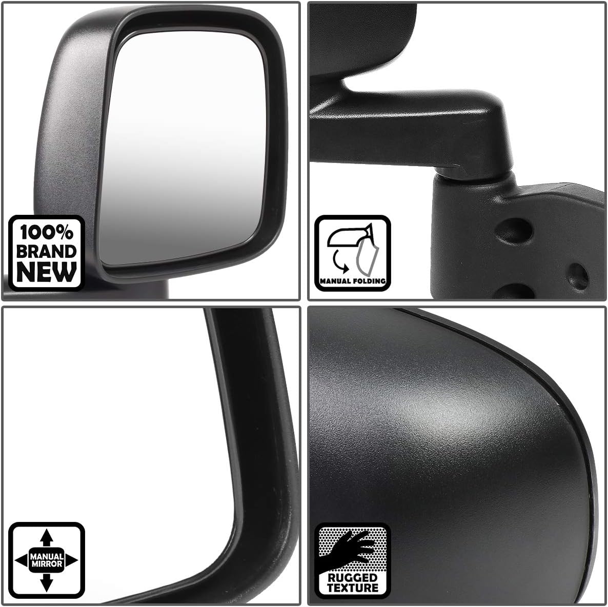 Auto Dynasty CH1321259 Passenger/Right Side Manual Rear View Door Mirror Compatible with Jeep Wrangler TJ 03-06